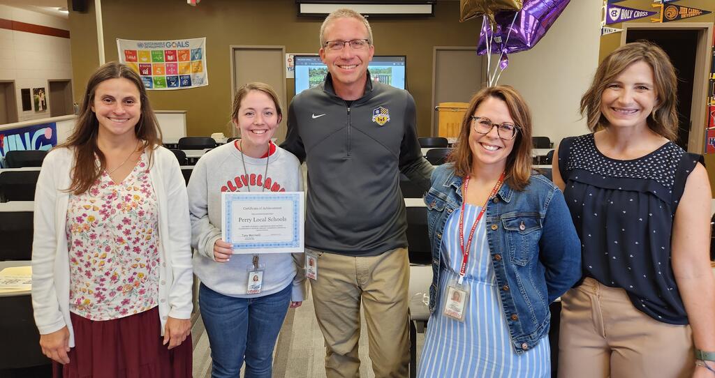 Greenhouse Initiative Committee Co-Chair, Cynthia Banjoff, Perry Middle School Science Teacher, Anna Gaser, PSL Instructors, Mark Soeder and Allison Trentanelli, and Greenhouse Initiative Committee Co-Chair, Abby Hartmann.