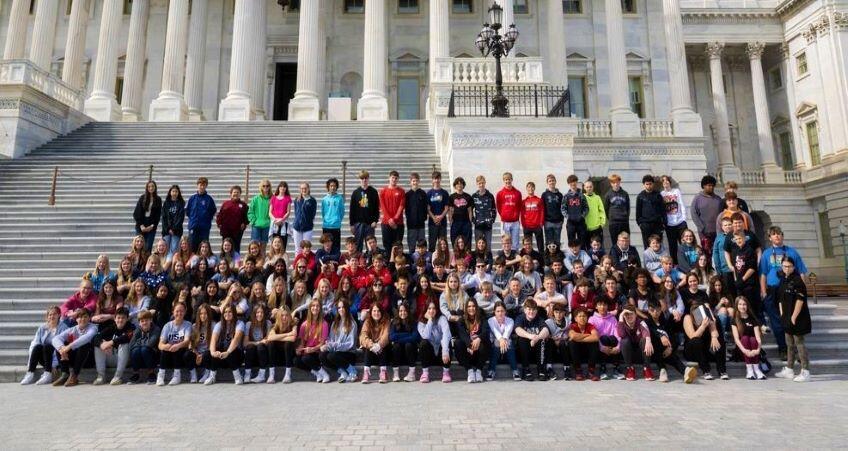 8th Graders on the steps on the capitol